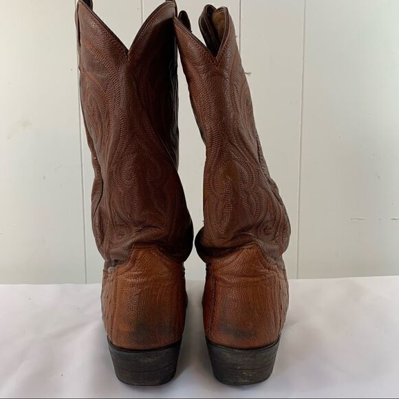 Tony Lama Brown Brandy Ostrich Cowboy Boots 9D main image 6